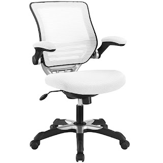 Front View Product Modway Edge Mesh Back and White Mesh Seat Office Chair With Flip-Up Arms - Ergonomic Desk And Computer Chair