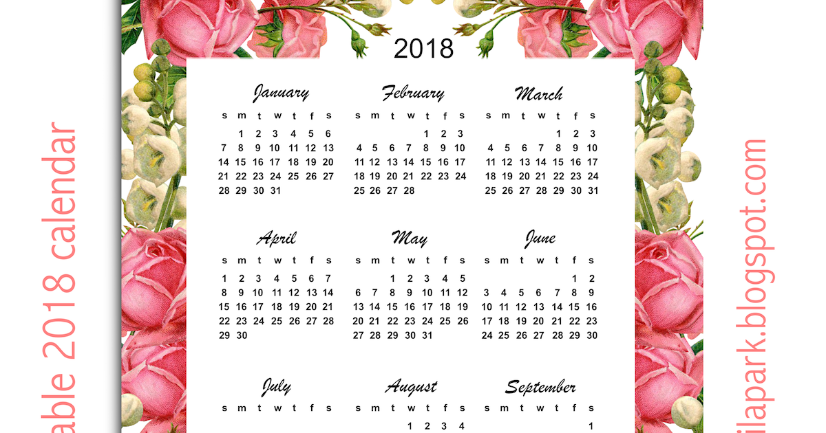 free-printable-2018-calendar-roses-year-at-a-glance-meinlilapark