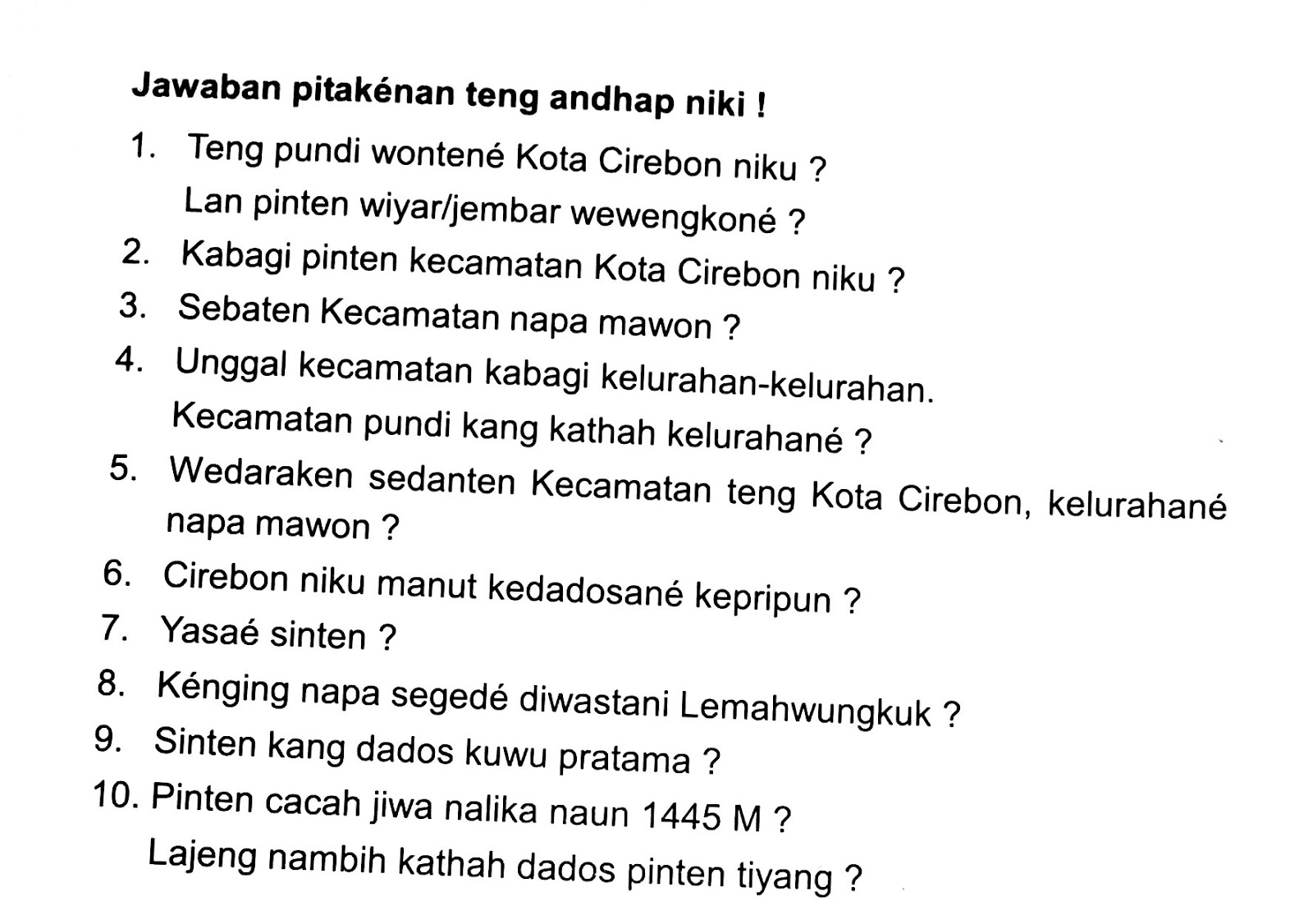 Soal Bahasa Cirebon BangSoal Soal Bahasa Cirebon BangSoal