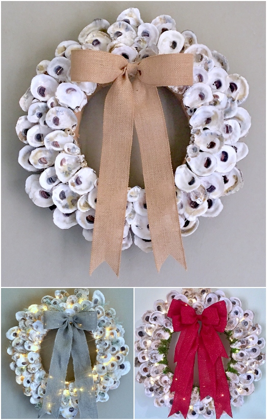 Oyster Shell Wreath with Lights