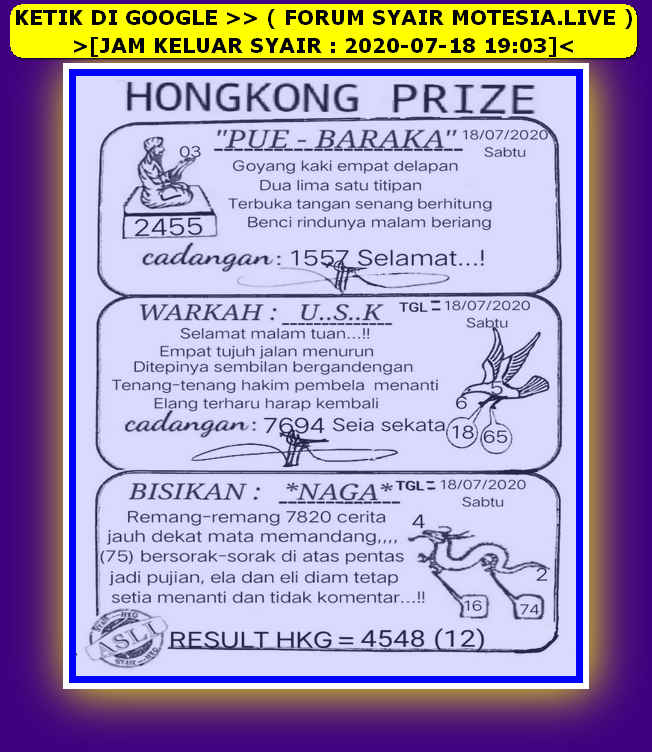 1 New Message Kode Syair Hongkong 18 Juli 2020 Forum Syair Togel Hongkong Singapura Sydney