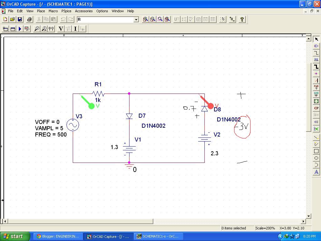 Signals and Systems: Double Clipper/ Limiter circuit.