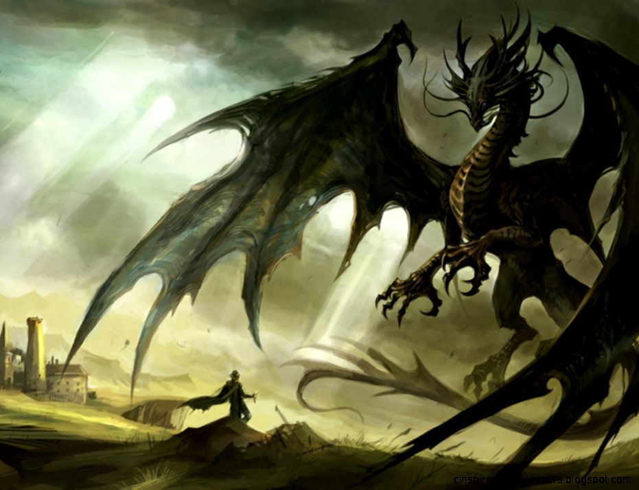 My Free Wallpapers   Fantasy Wallpaper  Black Dragon