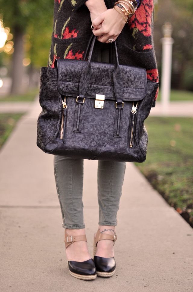 casual outfit, long rose print cardigan