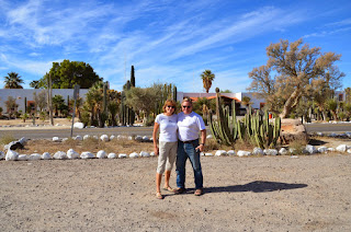 Liz and Anders outside Mission Catavina