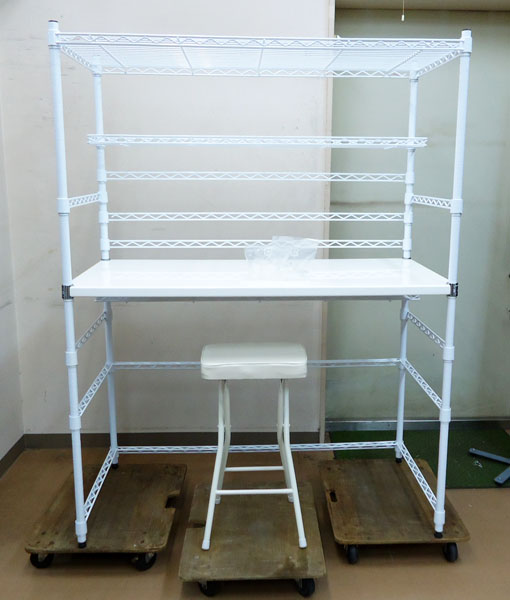 Home ERECTA ホームエレクター デスクシェルフ ワークテーブル ワイヤーシェルフ スチールラック メタルラック ホワイト 白 60×