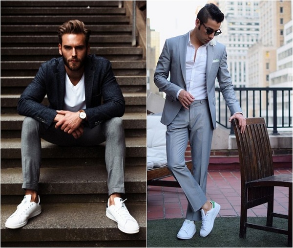 Giày thể thao nam có thể kết hợp với những trang phục gì  Suit%2Bmix%2Bgiay%2Bthe%2Bthao%2Bnam