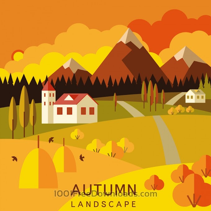 Autumn landscape Exclusive Free Vector