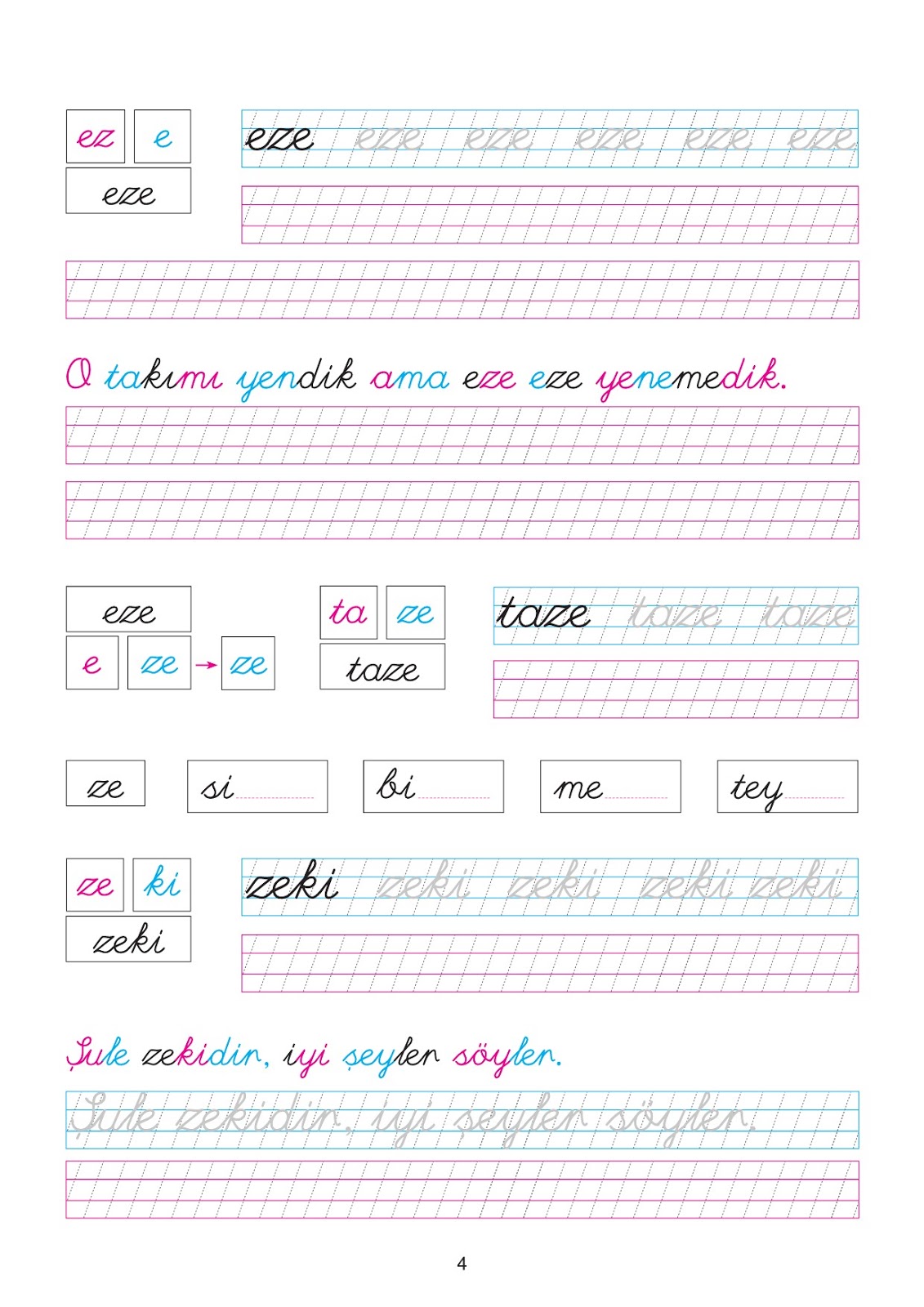 eze yazma çalışması - Ders Kitabı Cevapları