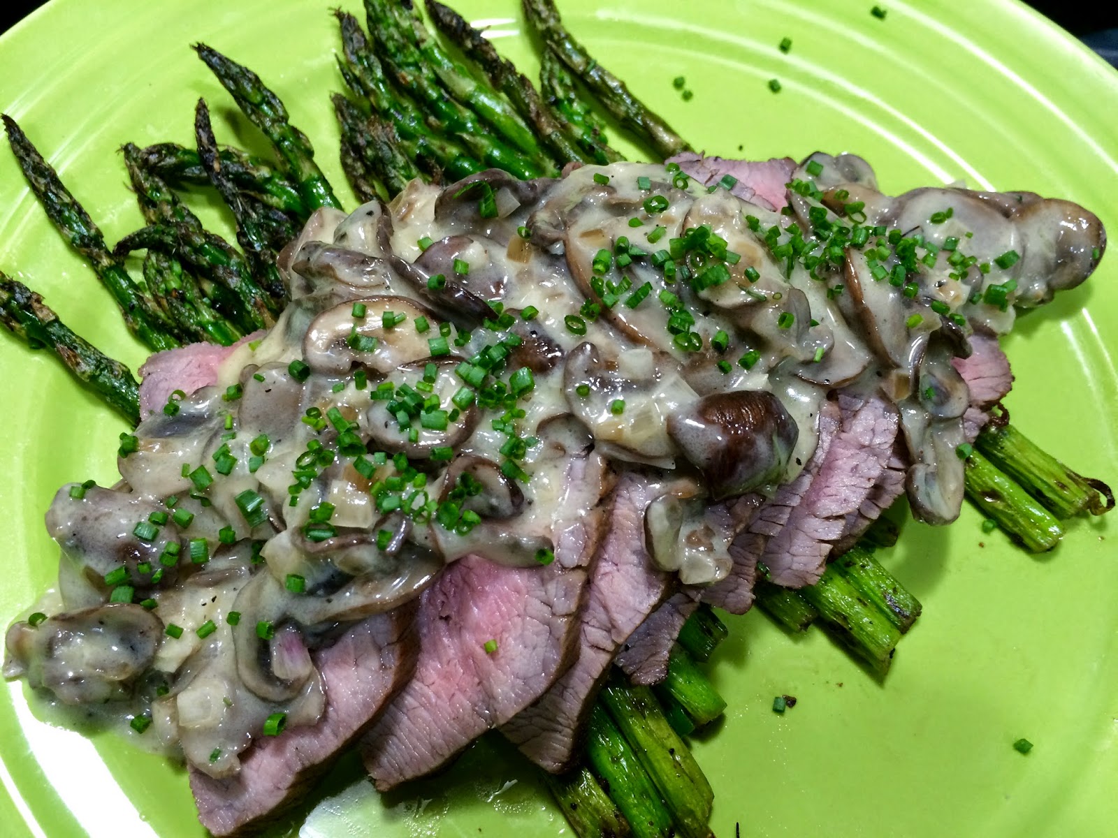 Cooking with SAHD Steak and Asparagus with Mushroom Truffle Oil Sauce