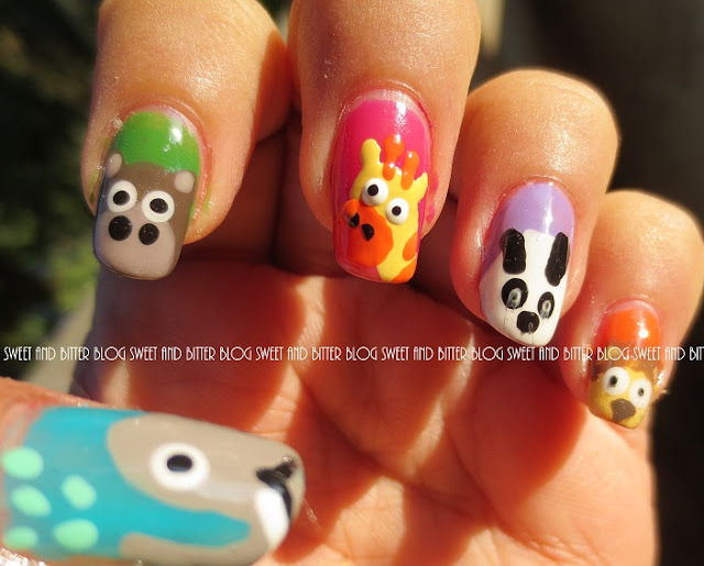Animals in Zoo for Kids nail art