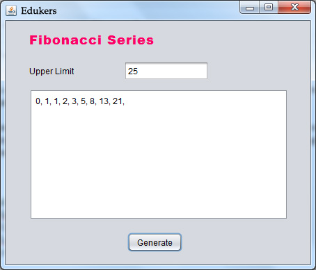 IP - Program to generate Fibonacci Series