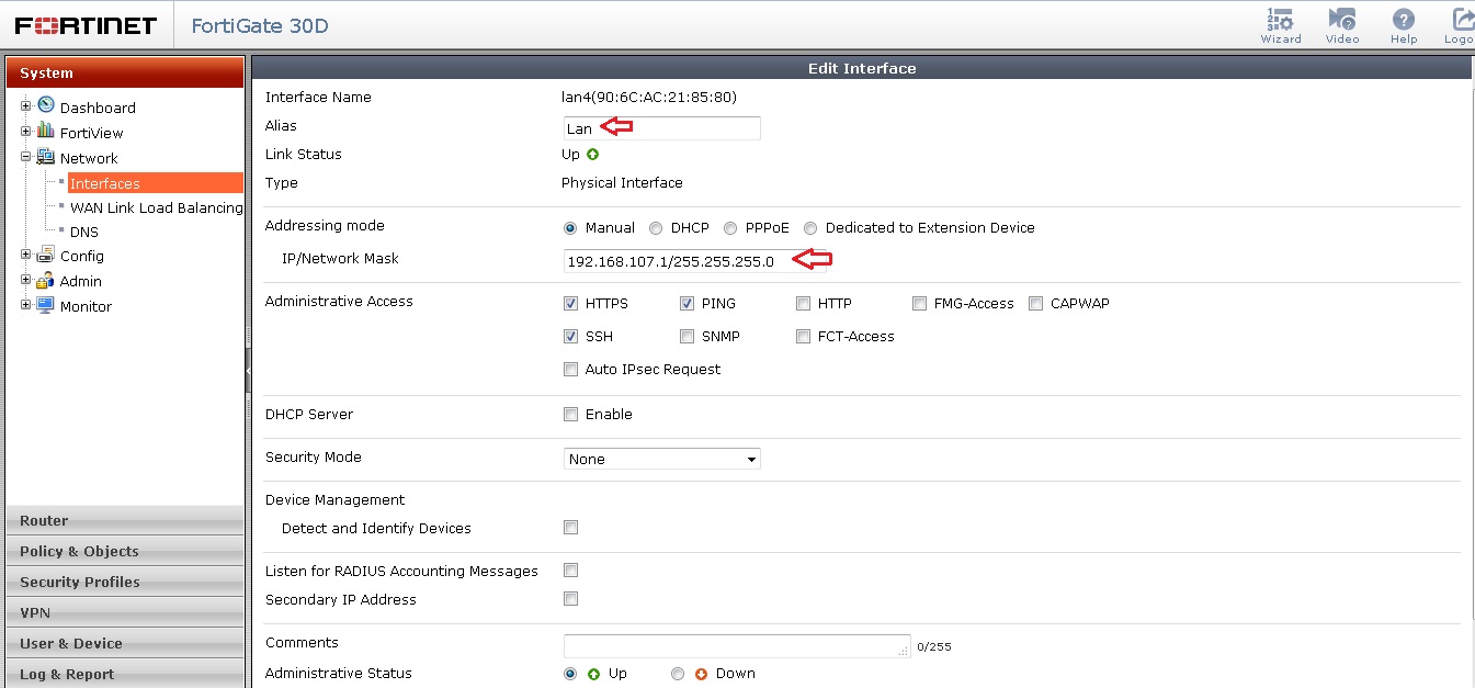 Basic IT Informations Fortigate LAN & WIFI interface configuration