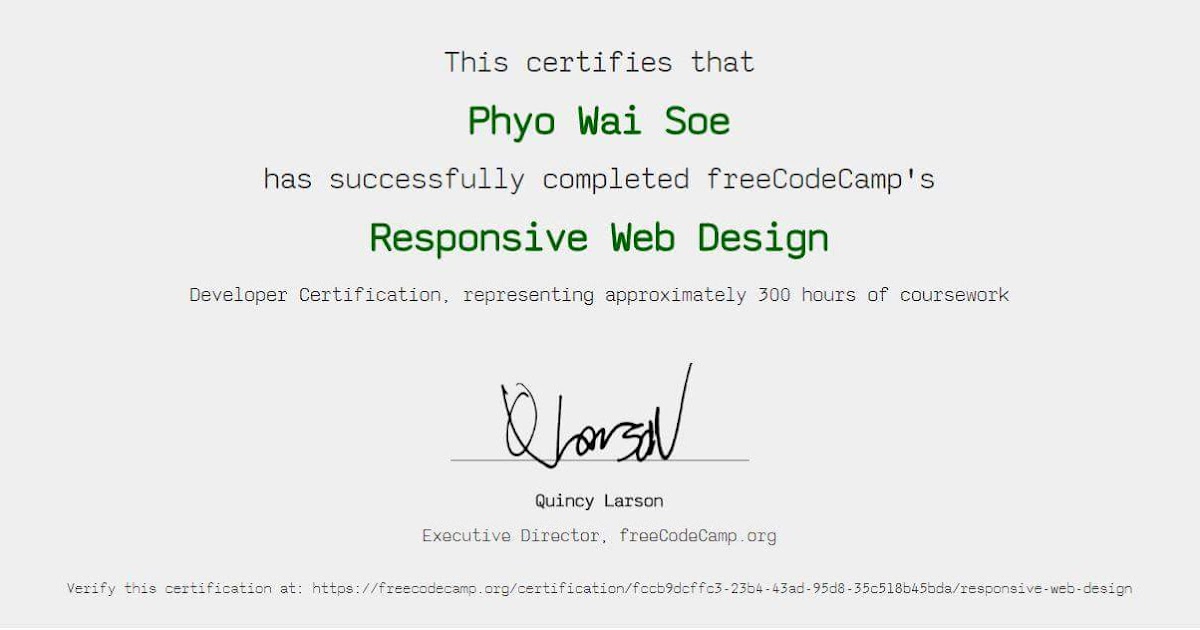 FreeCodeCamp Responsive Web Design Certificate