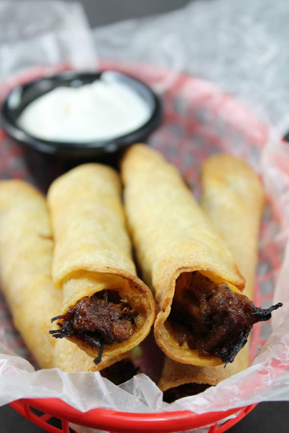 BBQ Pulled Pork Taquitos -- reinvent pulled pork leftovers and make taquitos! 