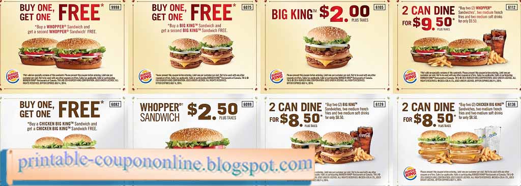 Printable Coupons 2021: Burger King Coupons