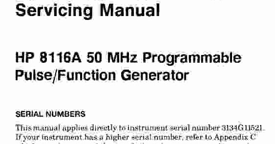 HP 8116A Service Manual - Download Service Manual
