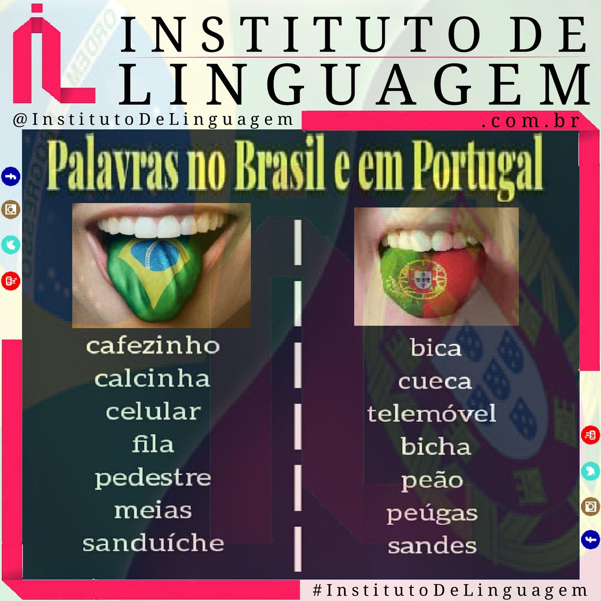 evolutie groet protest Diferença de Algumas Palavras no Brasil e em Portugal | Instituto de  Linguagem