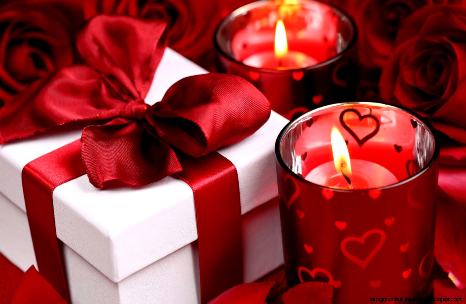 Roses Gift Candles Hearts Valentine39s Day Love HD Wallpaper