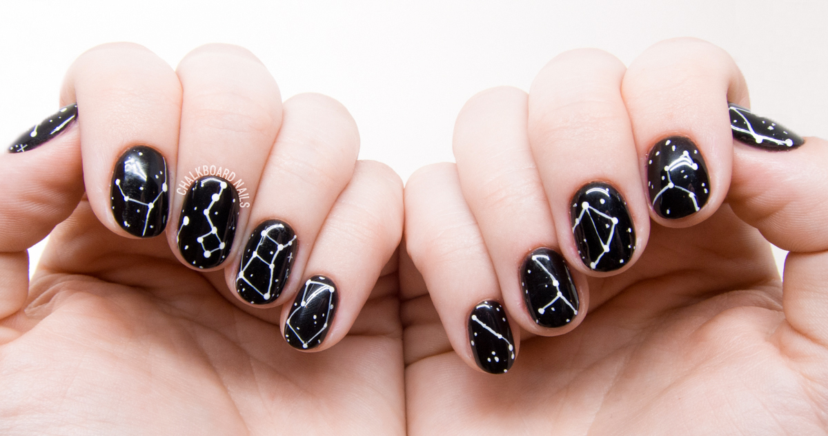 Constellation Nail Art by @chalkboardnails