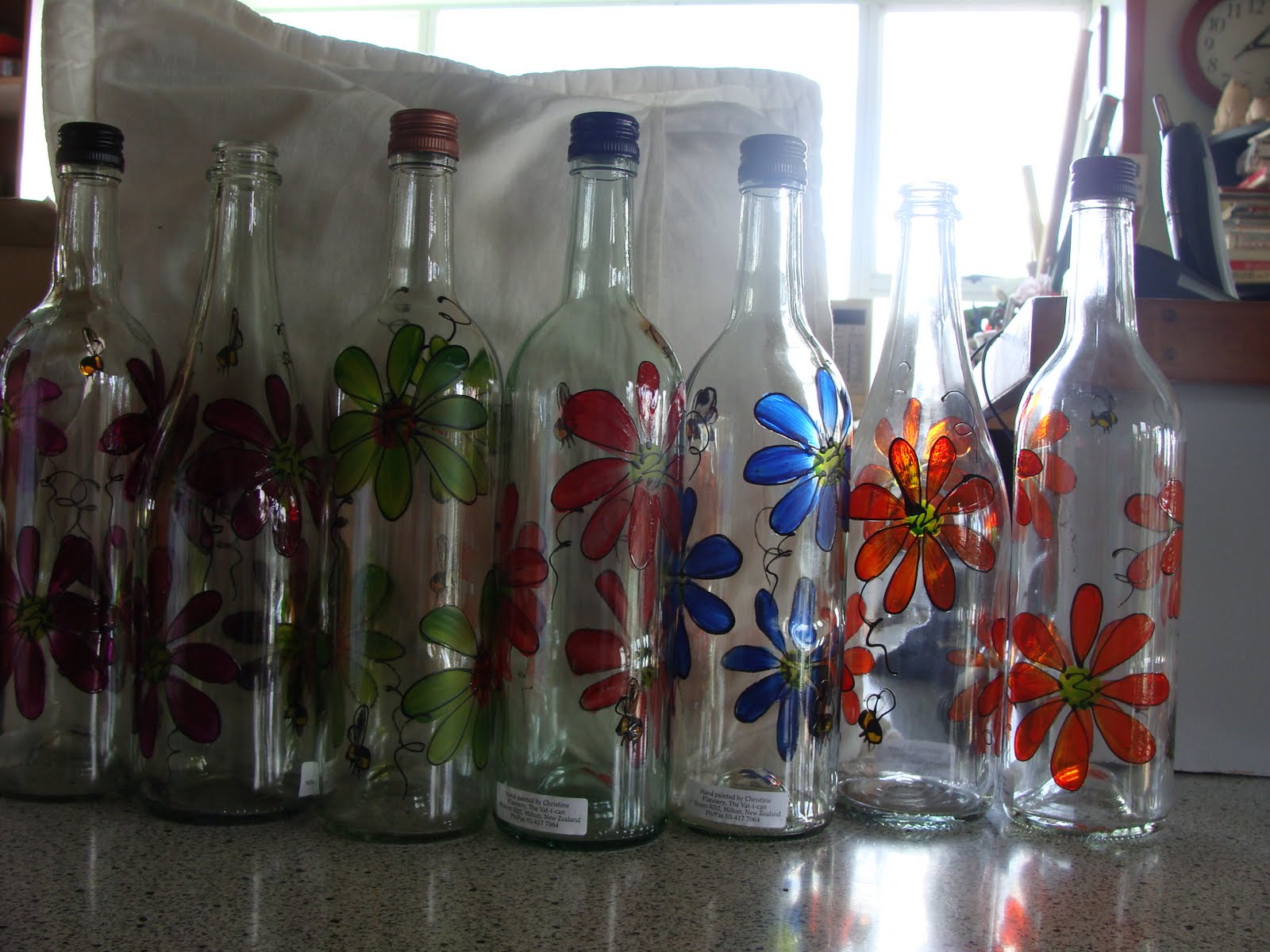 Christine Flannery Glass Painting Hand Glass PaintingBottles