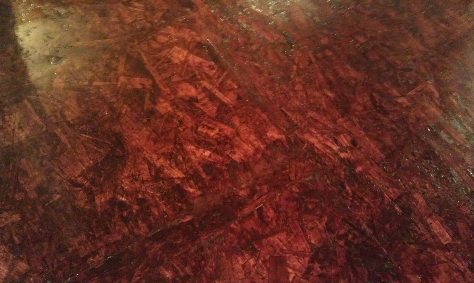 The Commodore's Renovations Second coat of varnish on my OSB floor.