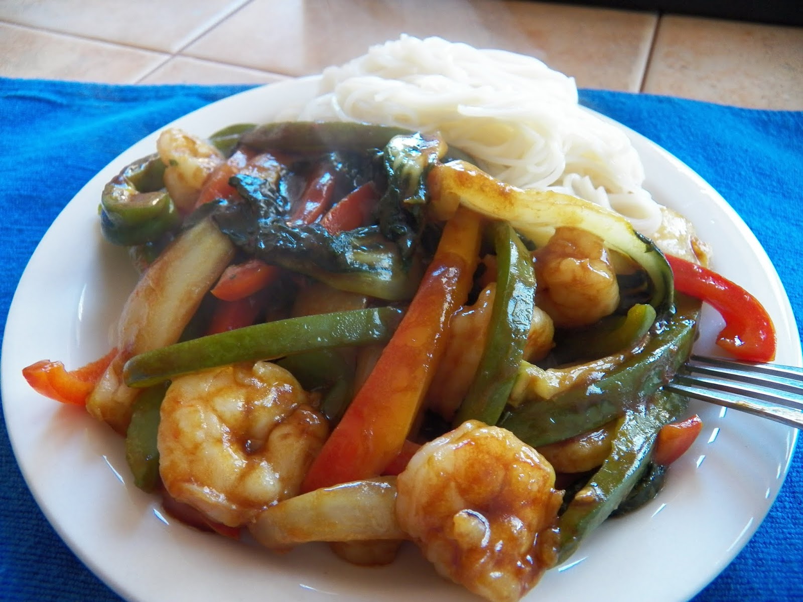 Shrimp Stir Fry with Green Curry Sauce for FishFridayFoodies Sid's