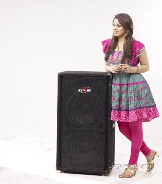 Hansika motwani new photoshoot with speaker wearing pink frock suit and churidar. -  Hansika Motwani lovely photoshoot - pink churidar