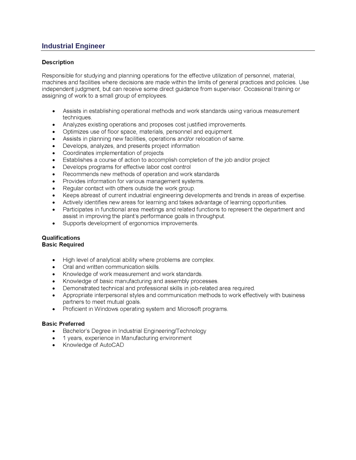 general motors job posting industrial engineer purdue ie industrial engineering job description