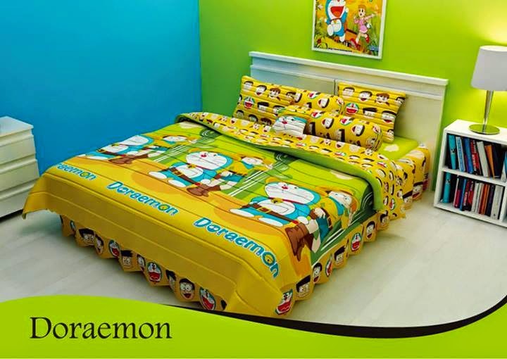 Sprei dan Bed Cover Santika Motif DORAEMON Grosir Sprei dan Bed Cover