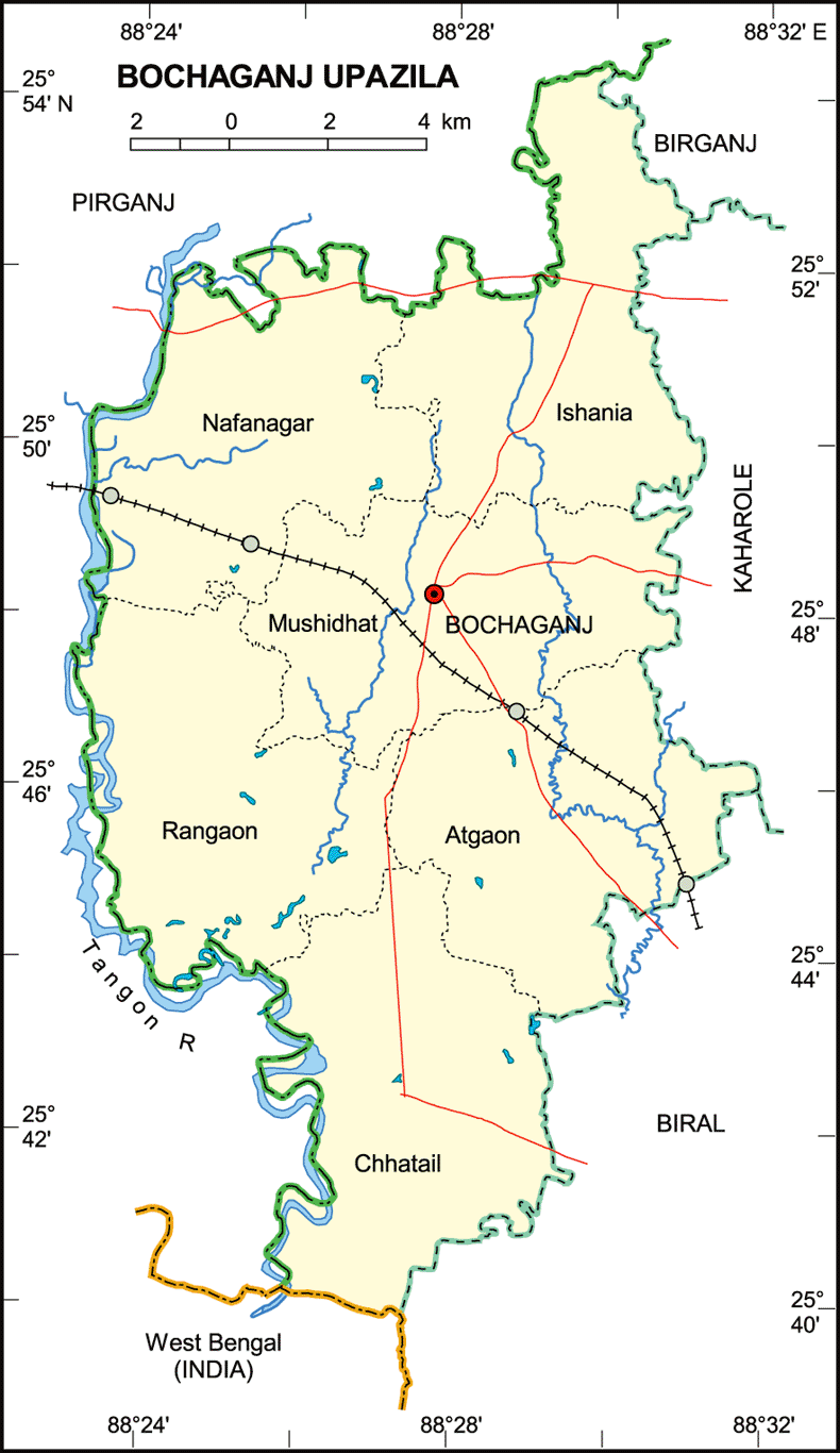 Bochaganj Upazila Map Dinajpur District Bangladesh