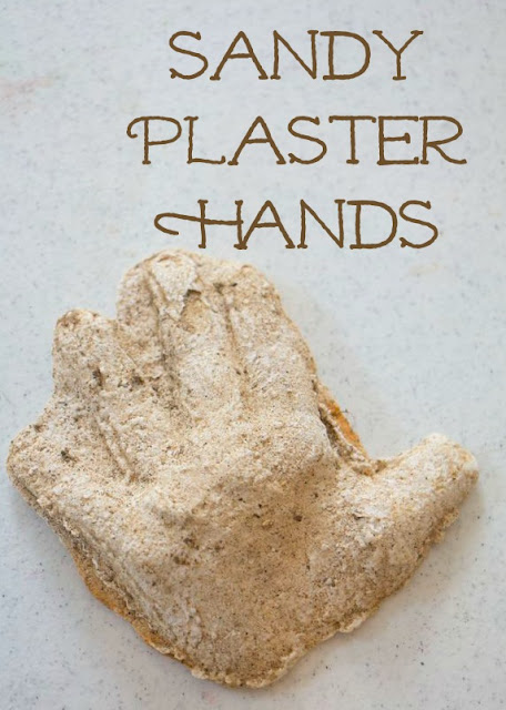 Sandy beach handprint keepsake