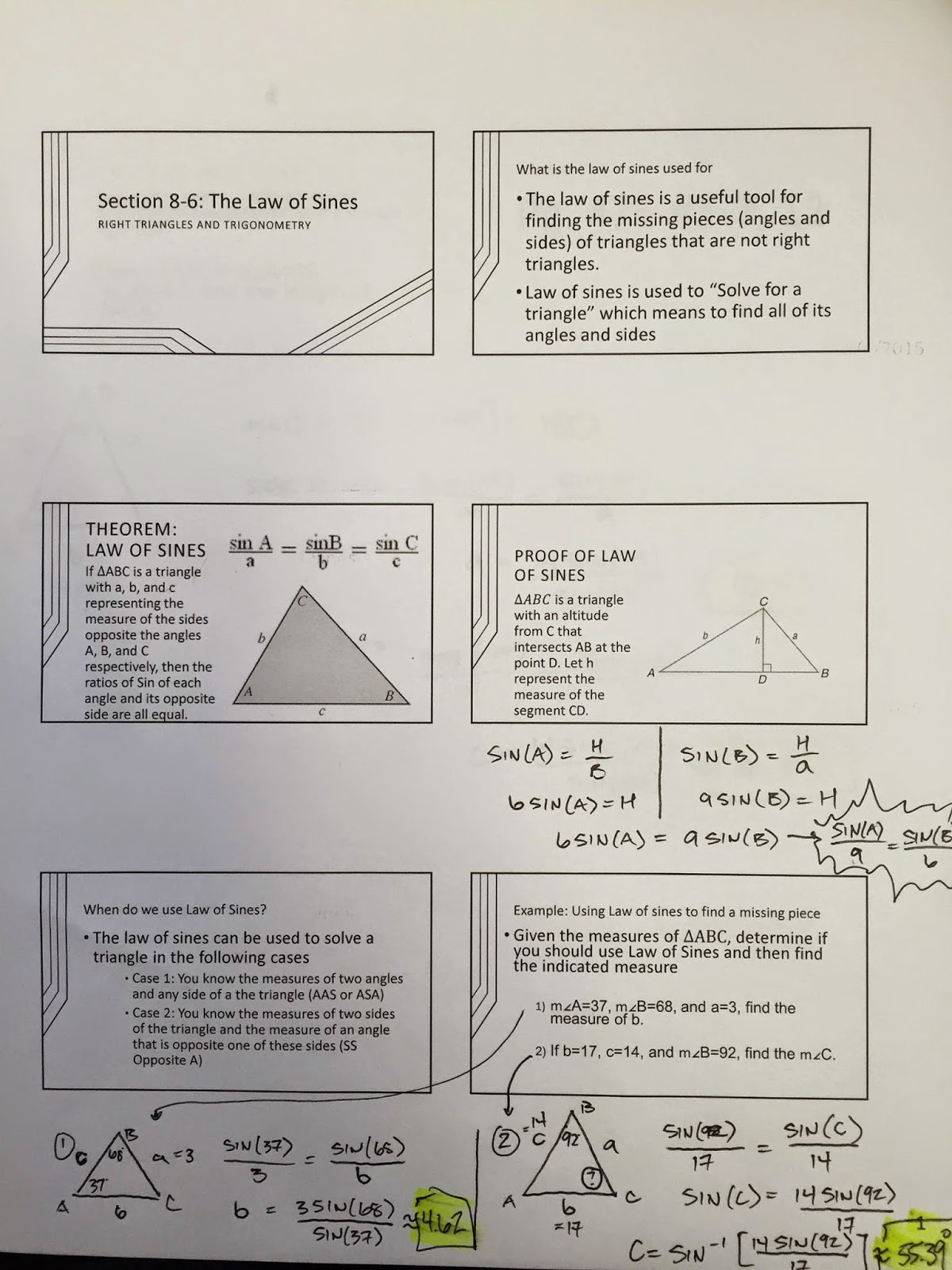 8-6 the law of sines and law of cosines image