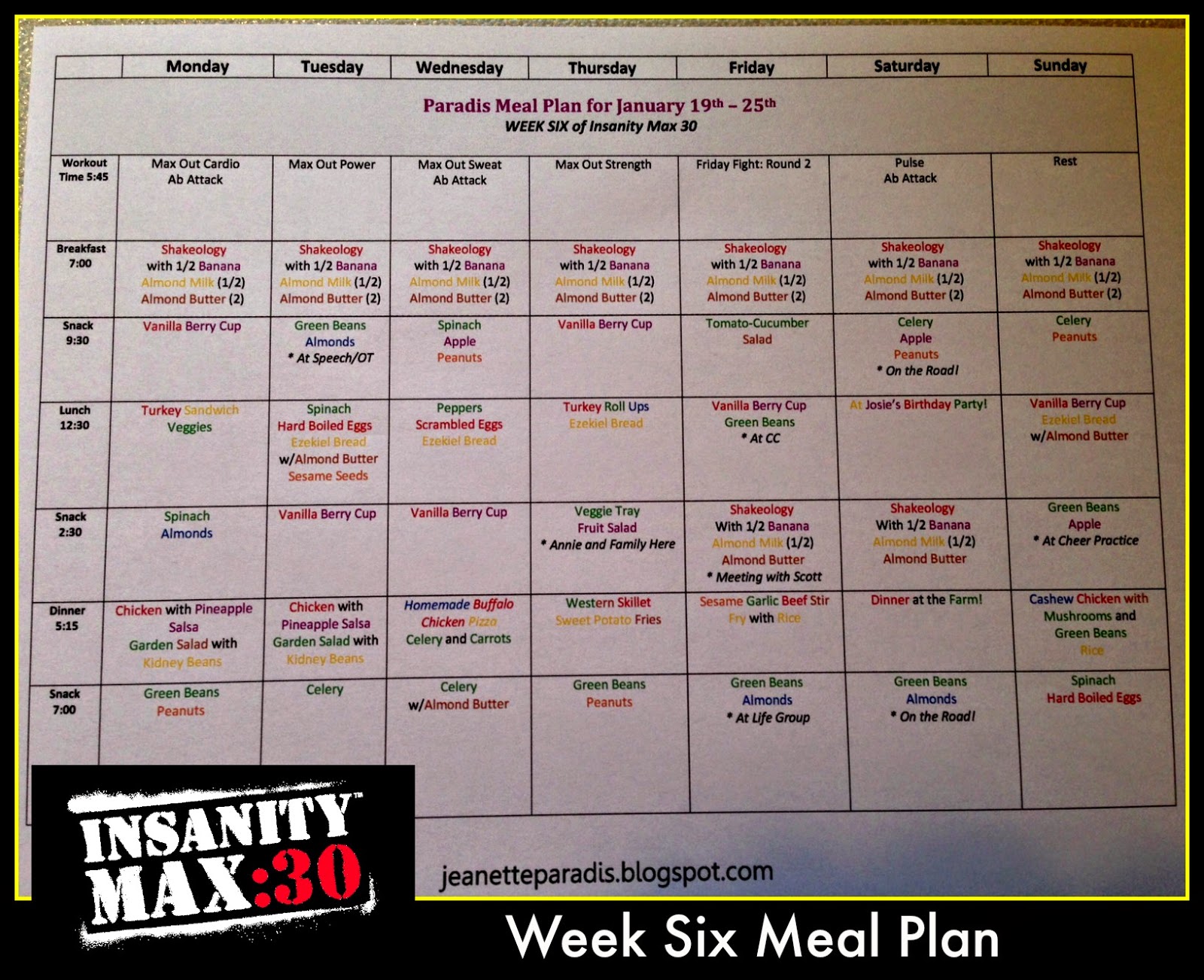 5 Day Insanity Workout Diet Plan Vegetarian for Fat Body
