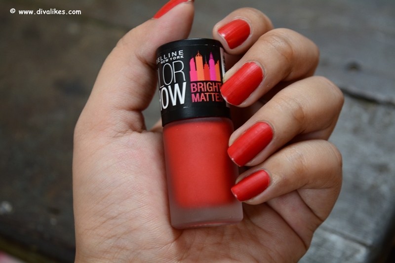 Maybelline New York Color Show Bright Matte Nail Polish Blazing Orange Review Diva Likes