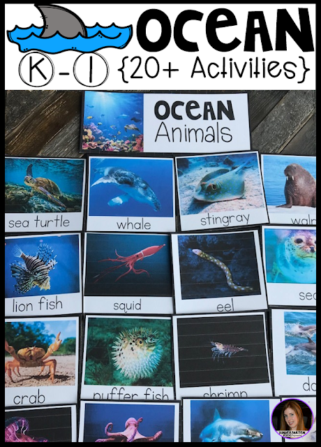 Ocean Activities, Centers and Crafts for kindergarten is the perfect unit for young learners that love learning about animal life. This unit is based around essential question and contains real photos, anchor charts, large and small group as well as independent writing and centers to reinforce concepts and fun hands on craftivities that students will love!