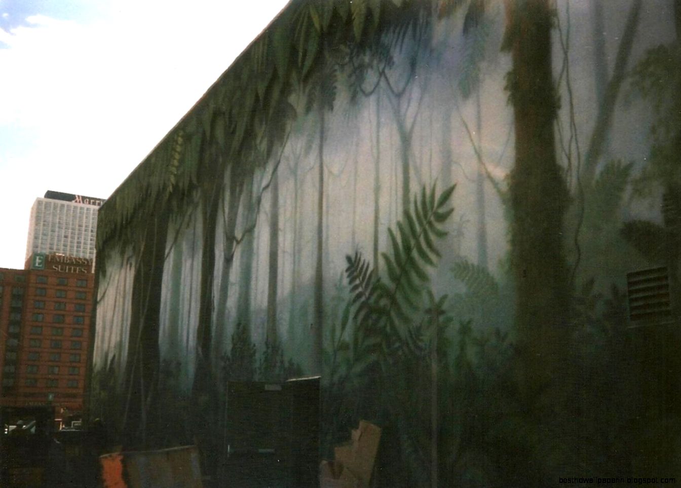 Rainforest Cafe exterior wall mural by Paul Barker  Googleplex Murals