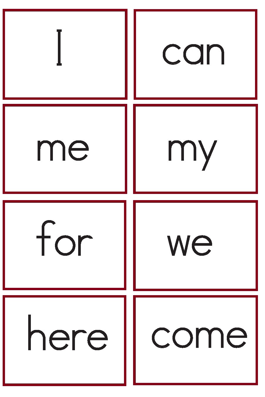 Free Printable Sight Words Flash Cards Kindergarten Dolch