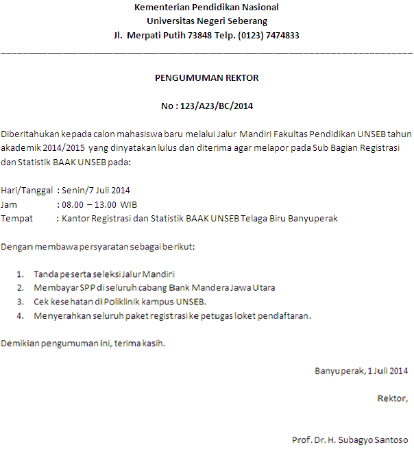 Contoh Surat Dinas Resmi Bahasa Indonesia  Indra Blog