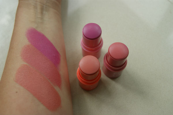 One Direction Cheek Tints Coral Cutie, Rose Riot and Pink Explosion Swatches