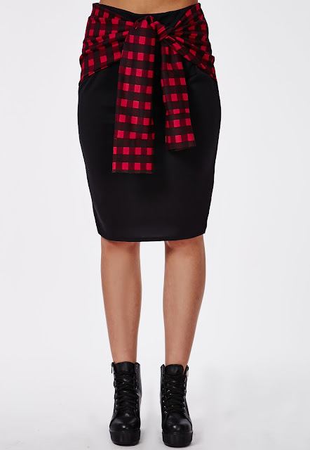 Tie Waist Midi Skirt by Misguided front
