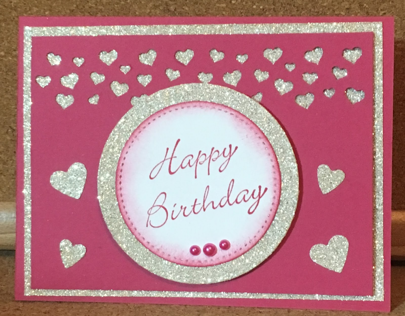 Kathie's Cards Birthday Hearts with Glitter