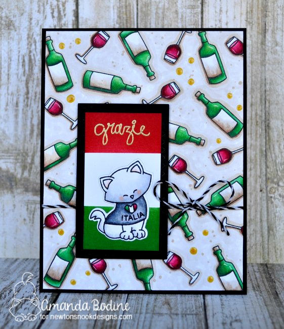 Italy Cat Grazie card by Amanda Bodine | Newton Dreams of Italy stamp set by Newton's Nook Designs #newtonsnook