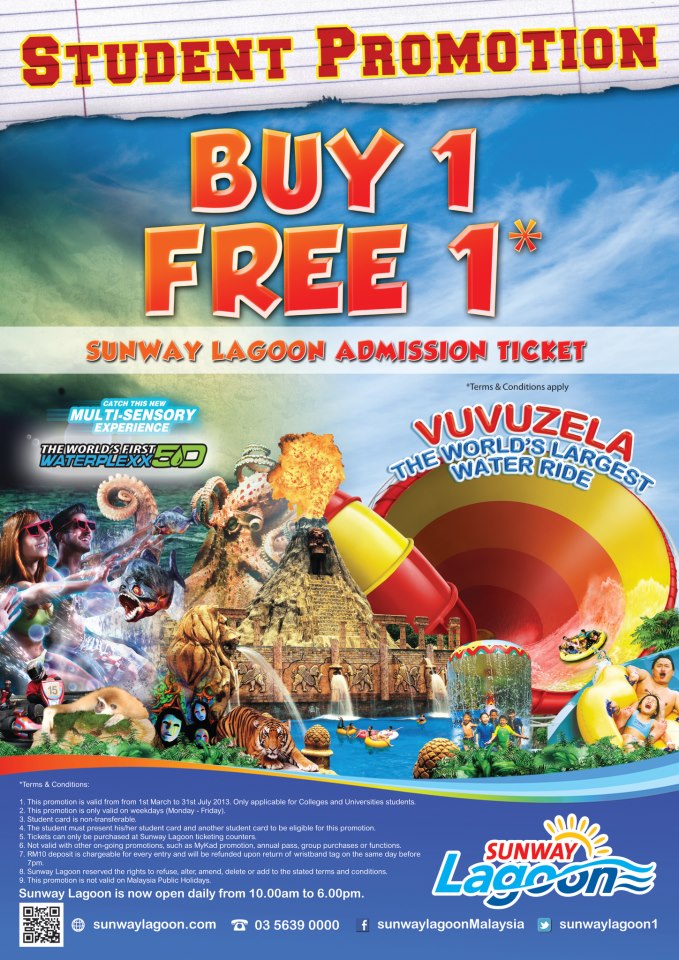 BestLah Sunway Lagoon Student Promo Buy 1 FREE 1 Admission Ticket
