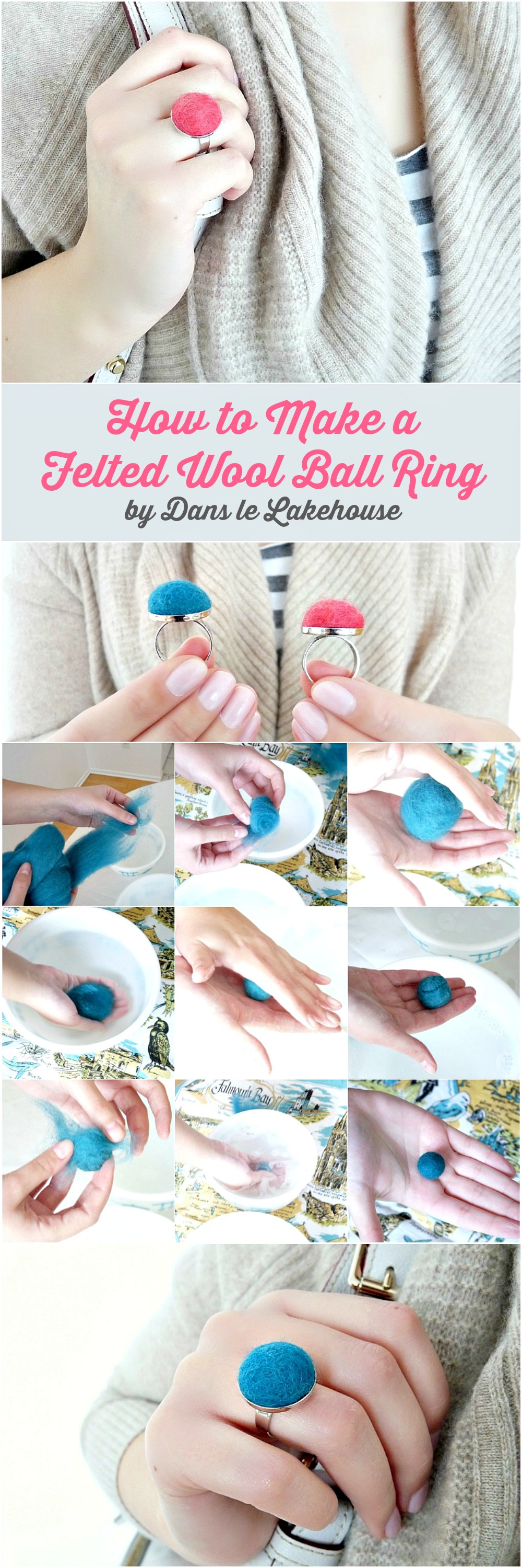How to make felted wool ball rings - Great tutorial and tons of other project ideas for felted balls