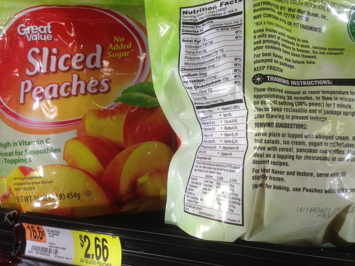 Healthy Grocery Sliced Peaches, Great Value, 16 oz Walmart