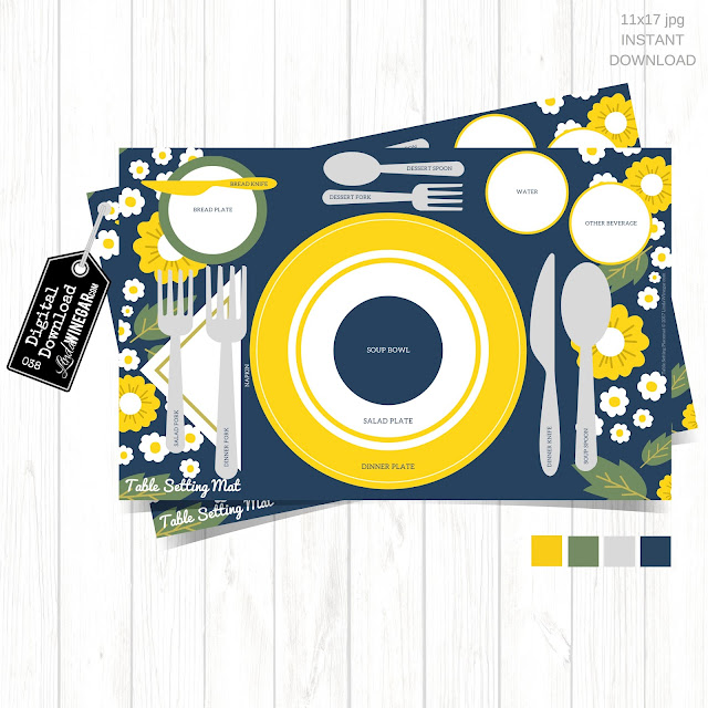 FREE Christmas Table Setting Placemat 11x17 - Linda Winegar table setting diagram placemat 