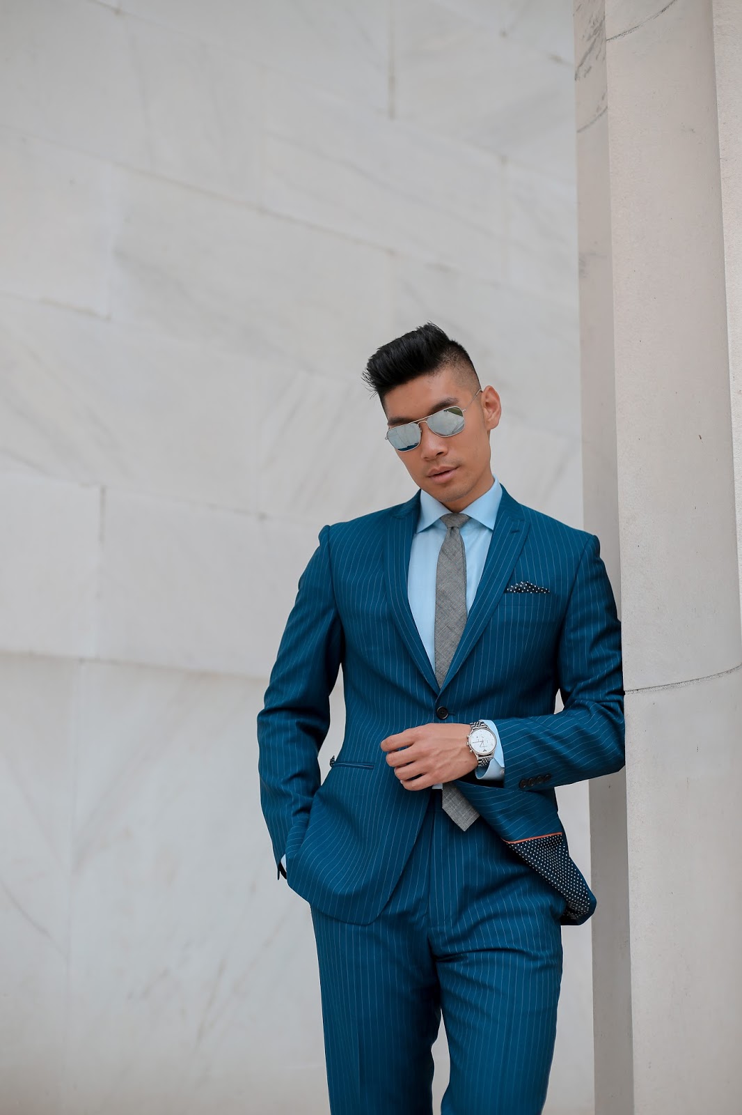 Summer Style Blue Pinstripe Suit in DC — LEVITATE STYLE
