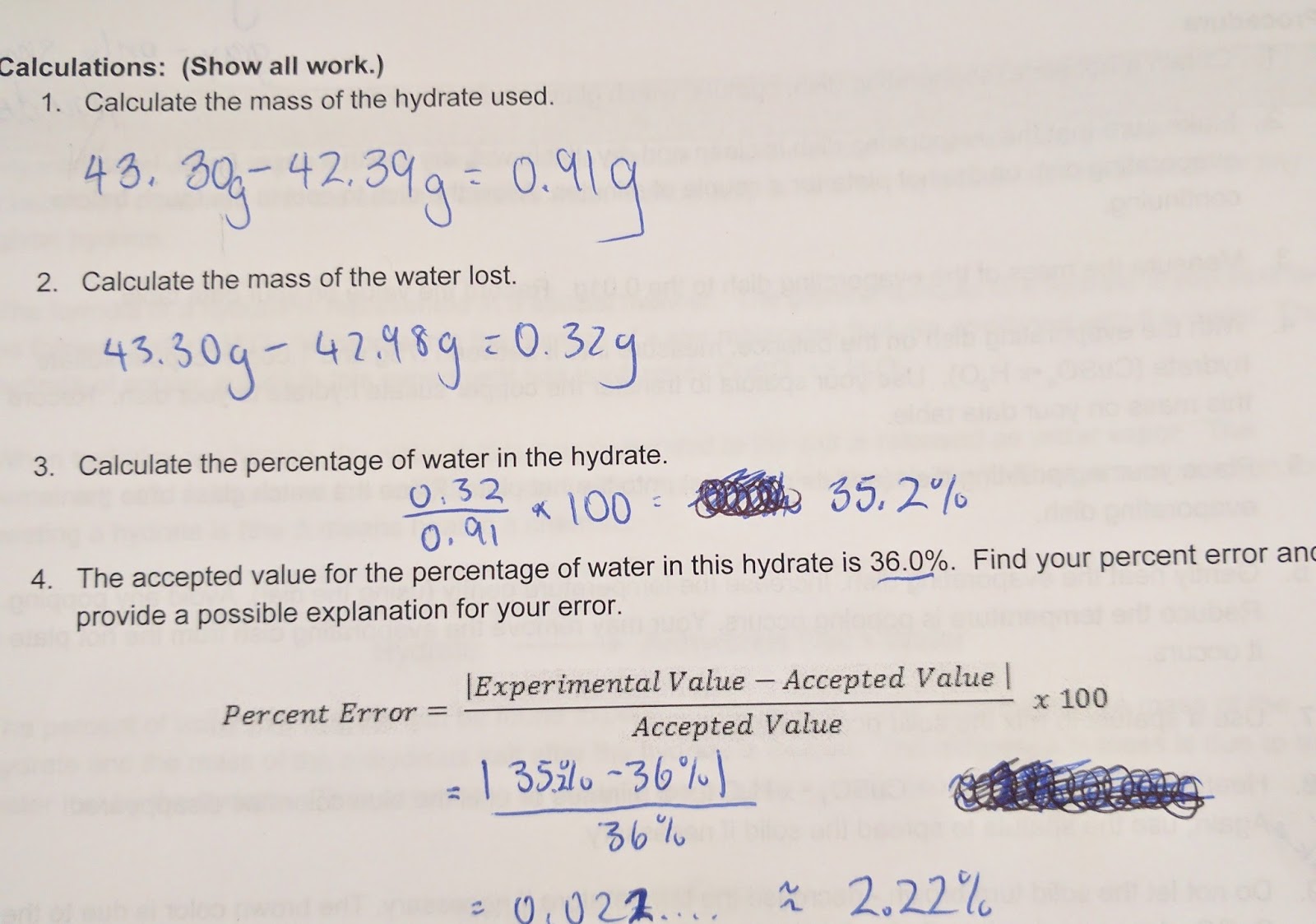 Lab 9 Composition of a Copper Sulfate Hydrate Lab