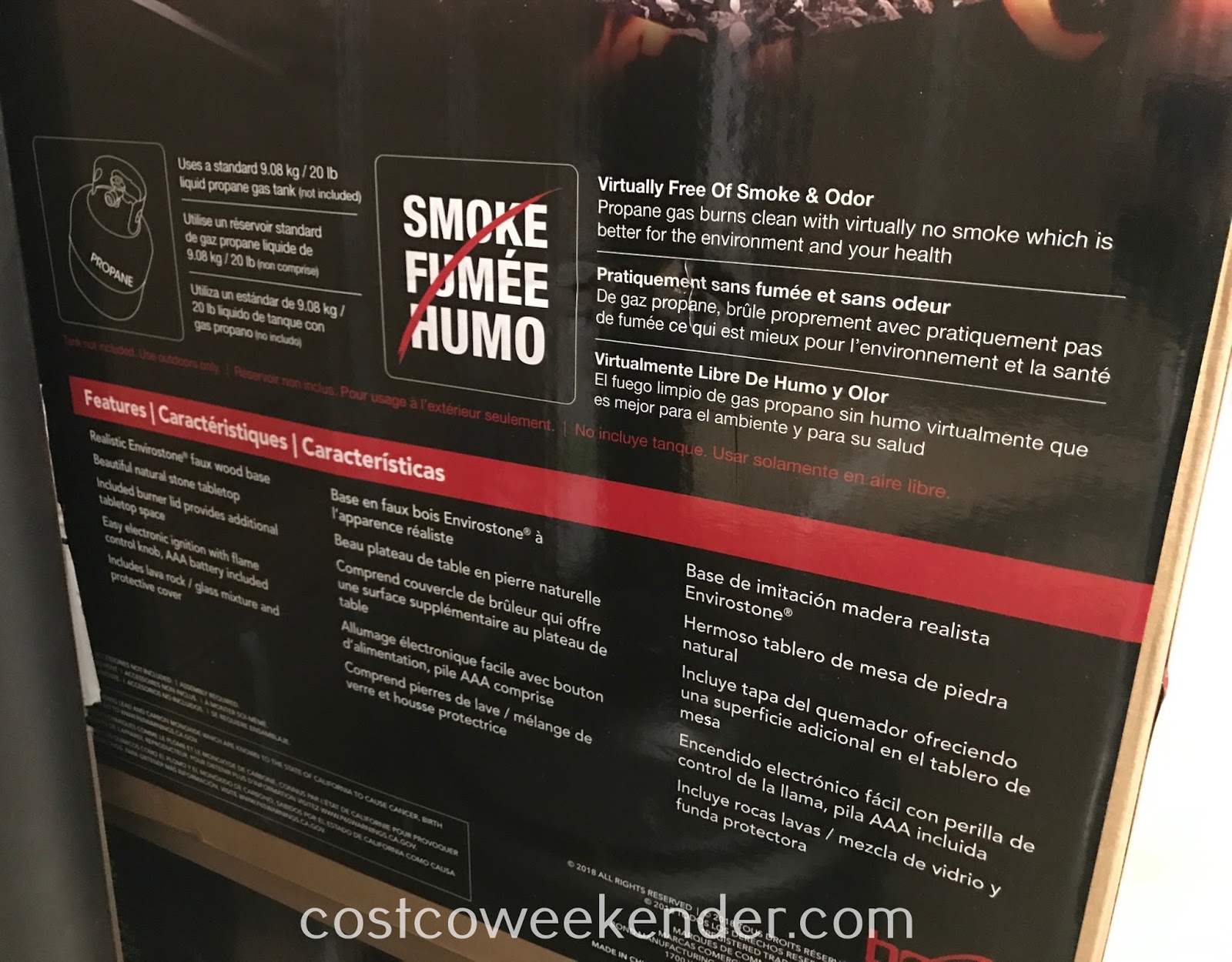 Northwoods Gas Fire Table with Granite Top Costco Weekender